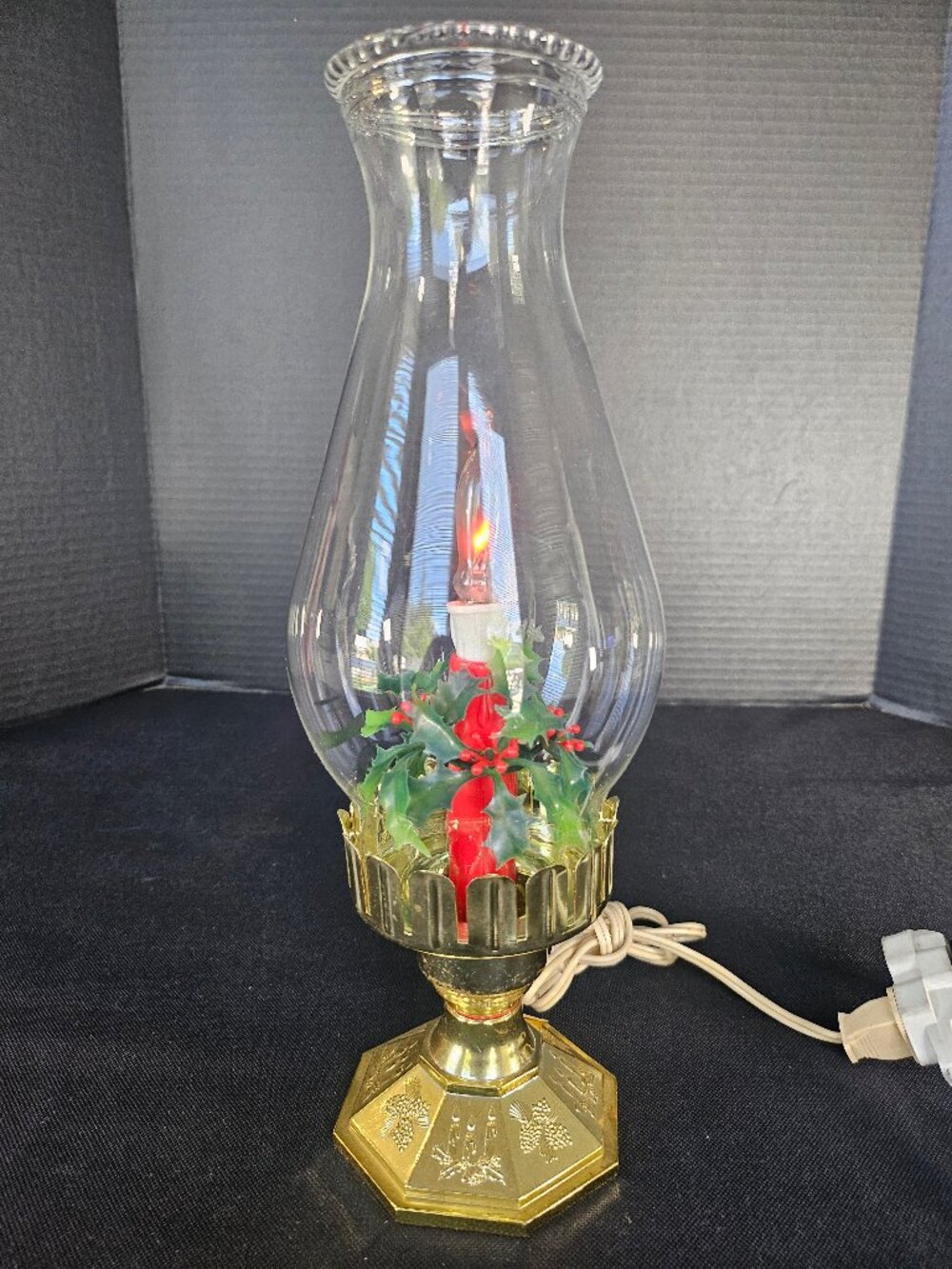 80s Noma Illuminated Christmas Hurricane Lantern Mid Century Holiday Kitsch